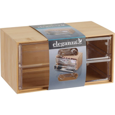 Eleganza bamboe organiser met 2 lades 18.5x11.5x9.3 cm