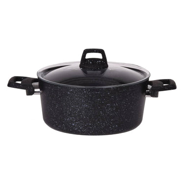 Excellent houseware excellent braadpan 4.4l 24 cm + glazen deksel zwart aluminium