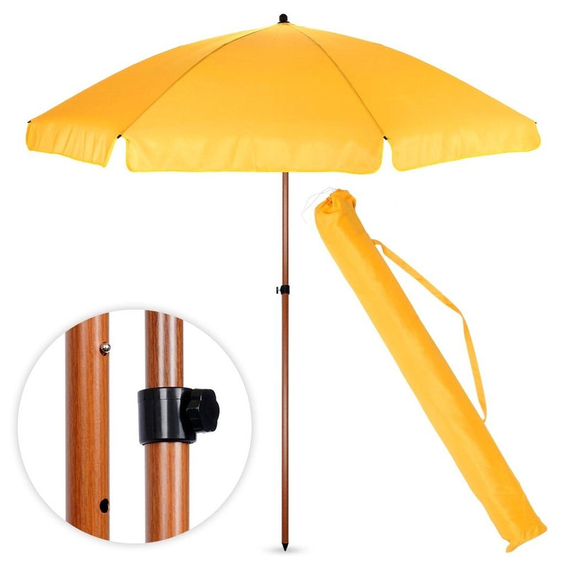 Load image into Gallery viewer, Overige merken parasol met houtlook 220 cm geel
