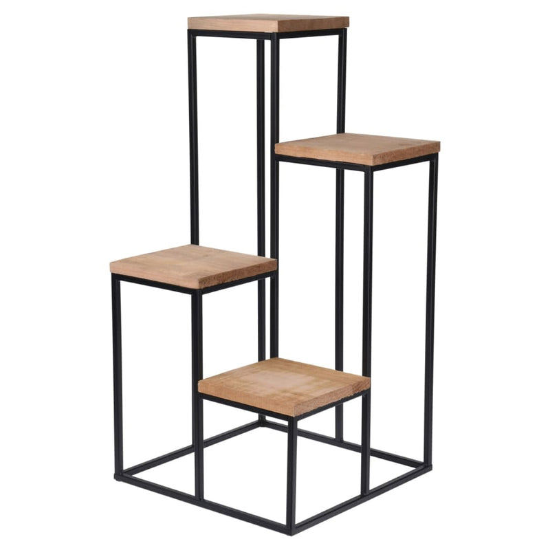 Load image into Gallery viewer, Home Styling Home Styling Plantenstandaard met 4 planken naturel en zwart
