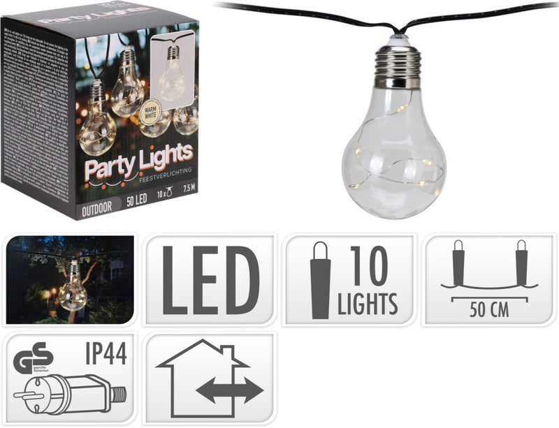 Afbeelding laden in galerijviewer, Pro garden feestverlichting 10lampjes warm wit
