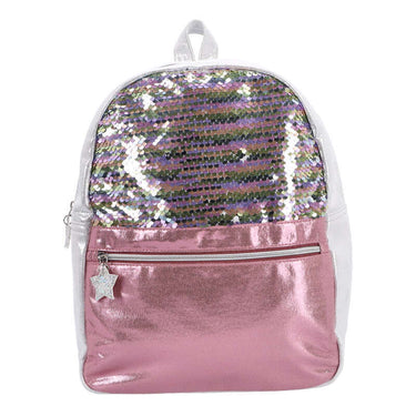 Basic rugzak pailletten roze zilver