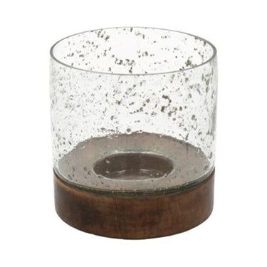 Hbx natural living kaarsenhouder bubbelglas spazzol h13d13 zwart