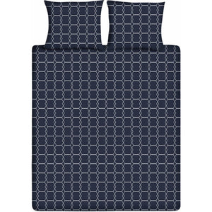Ten cate katoenen eenpersoons dekbedovertrek 140x200 220 cm graphic donkerblauw