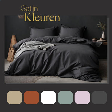 Ten cate katoen satijnen eenpersoons dekbedovertrek 140x200 220 cm antraciet