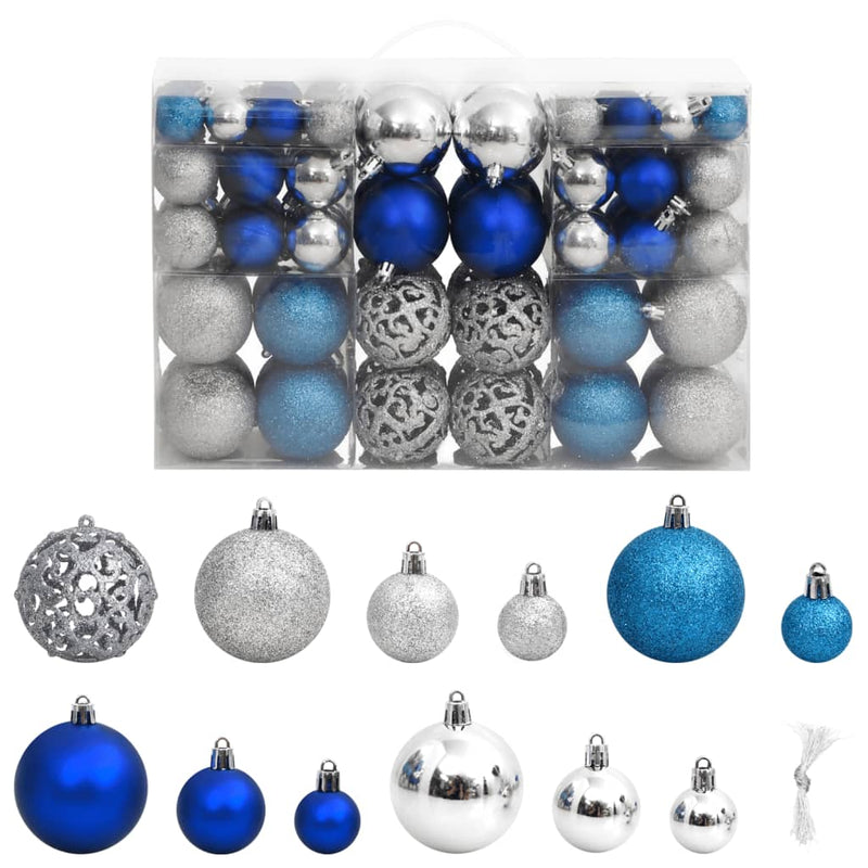 Load image into Gallery viewer, VidaXL Kerstballen 100 st 3 4 6 cm blauw en zilverkleurig
