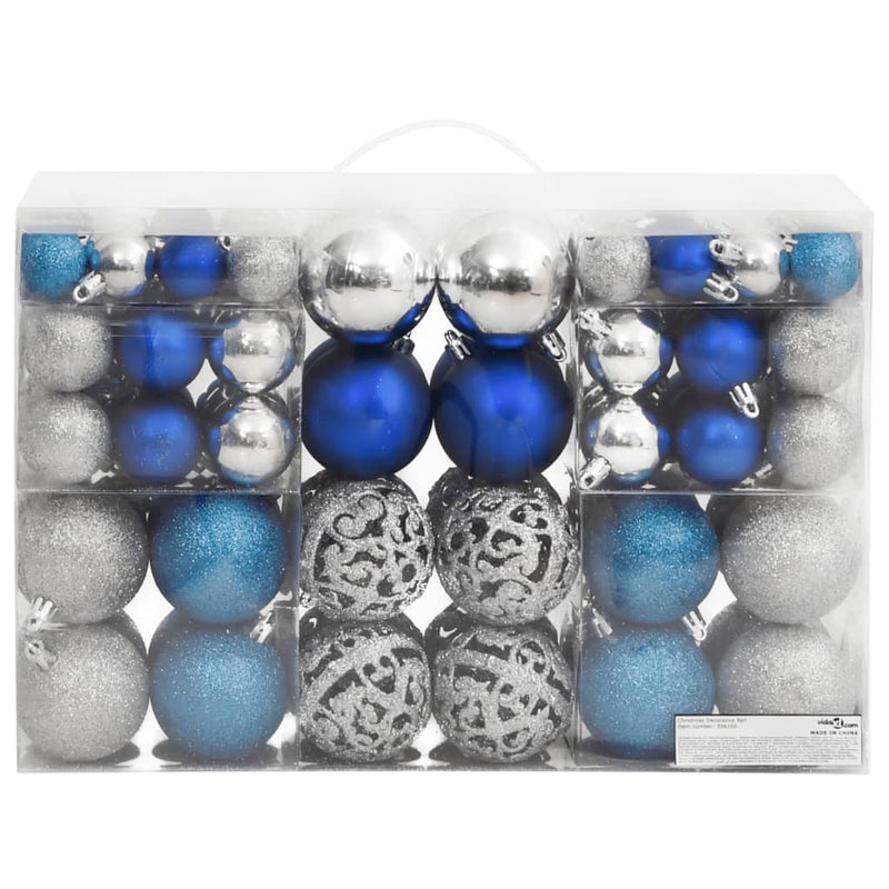 Load image into Gallery viewer, VidaXL Kerstballen 100 st 3 4 6 cm blauw en zilverkleurig
