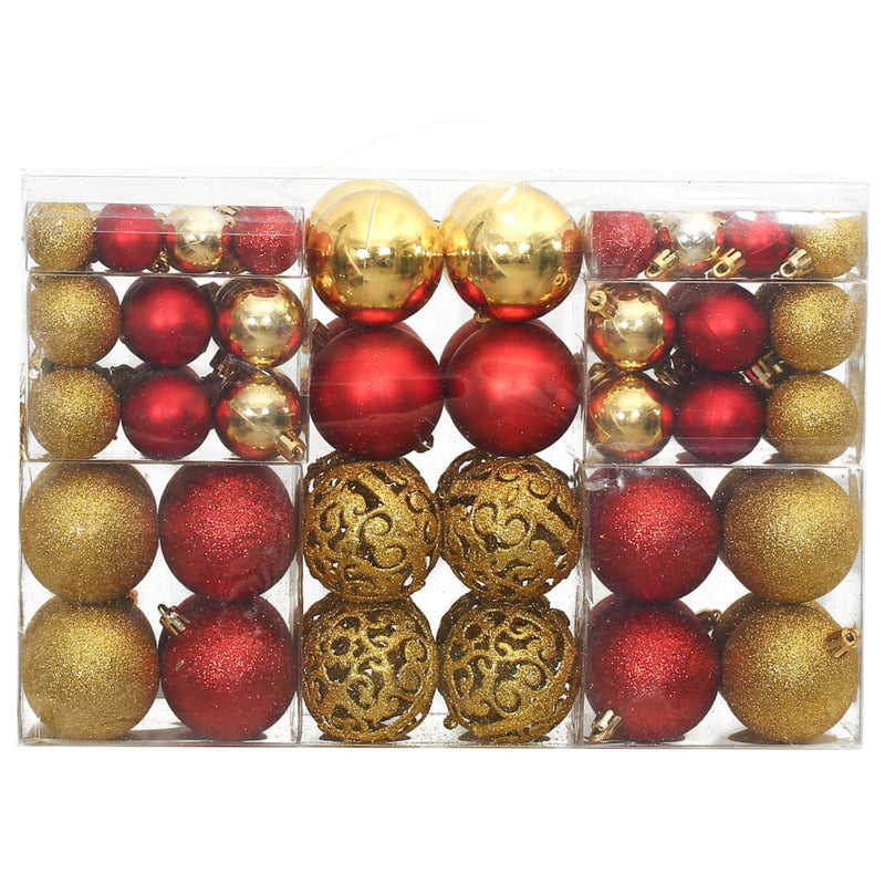Load image into Gallery viewer, VidaXL Kerstballen 100 st 3 4 6 cm goudkleurig en wijnrood
