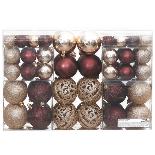 VidaXL Kerstballen 100 st 3 4 6 cm champagnekleurig en bruin