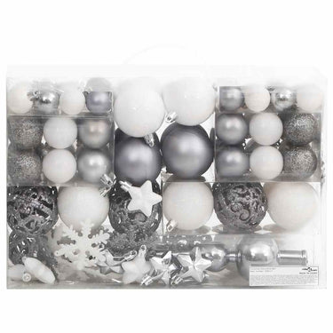 Vidaxl 111-delige kerstballenset polystyreen wit en grijs