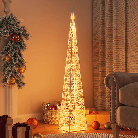 Vidaxl kerstverlichtingskegel met 60 warmwitte led's 120 cm acryl