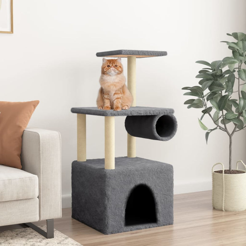 Load image into Gallery viewer, Vidaxl kattenmeubel met sisal krabpalen 109,5 cm donkergrijs
