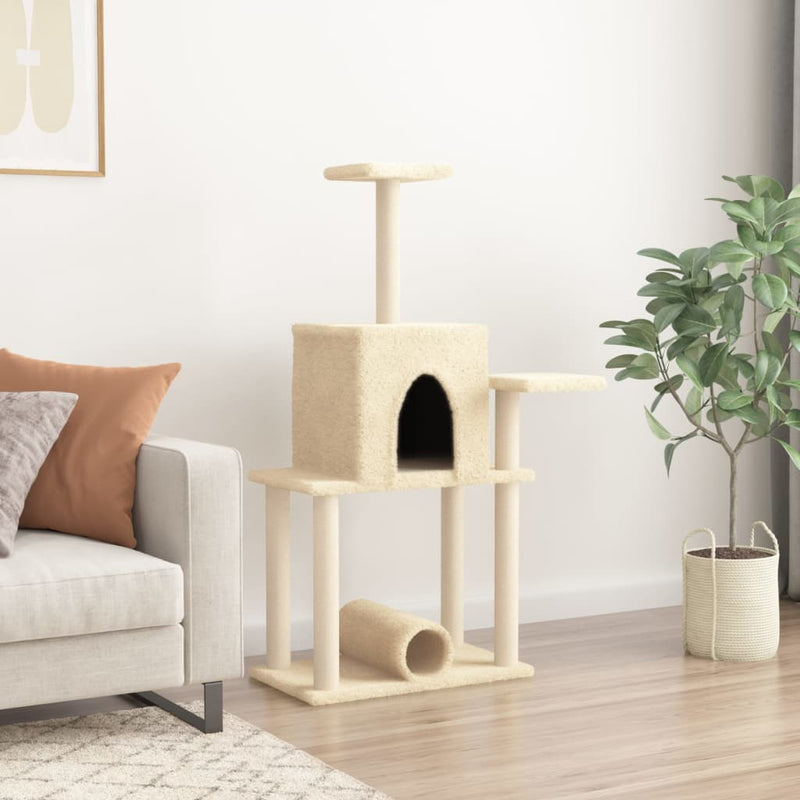 Load image into Gallery viewer, Vidaxl kattenmeubel met sisal krabpalen 122 cm crèmekleurig

