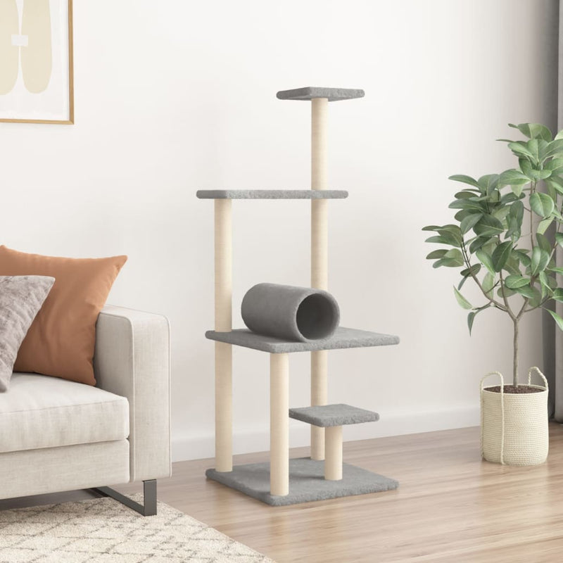 Load image into Gallery viewer, Vidaxl kattenmeubel met sisal krabpalen 136 cm lichtgrijs
