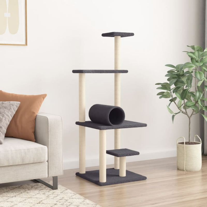 Load image into Gallery viewer, Vidaxl kattenmeubel met sisal krabpalen 136 cm donkergrijs

