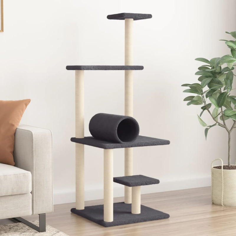 Load image into Gallery viewer, Vidaxl kattenmeubel met sisal krabpalen 136 cm donkergrijs
