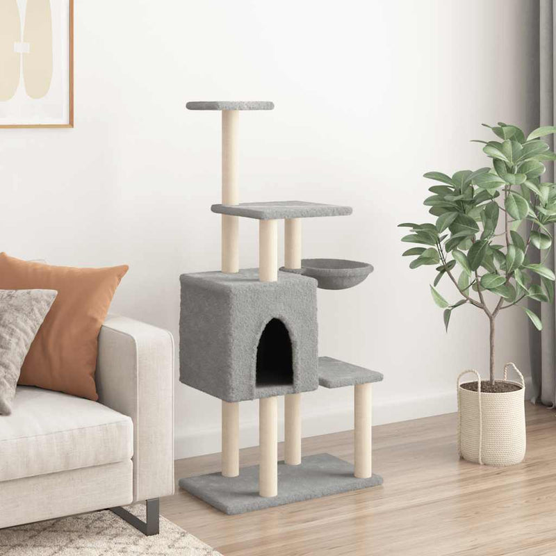Load image into Gallery viewer, Vidaxl kattenmeubel met sisal krabpalen 131 cm lichtgrijs

