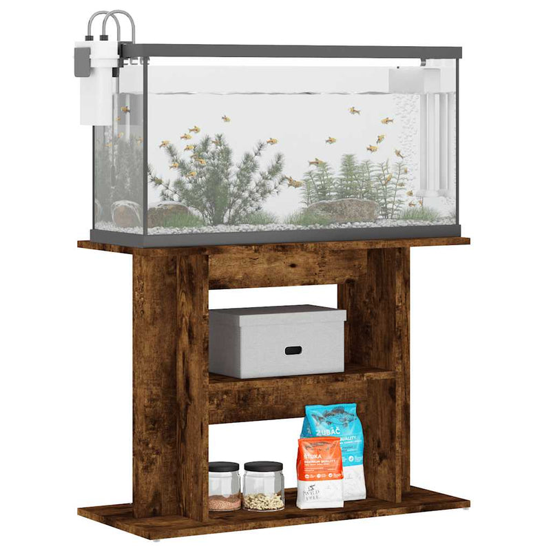 Load image into Gallery viewer, Vidaxl aquariumstandaard 80x35x60 cm bewerkt hout gerookt eikenkleurig

