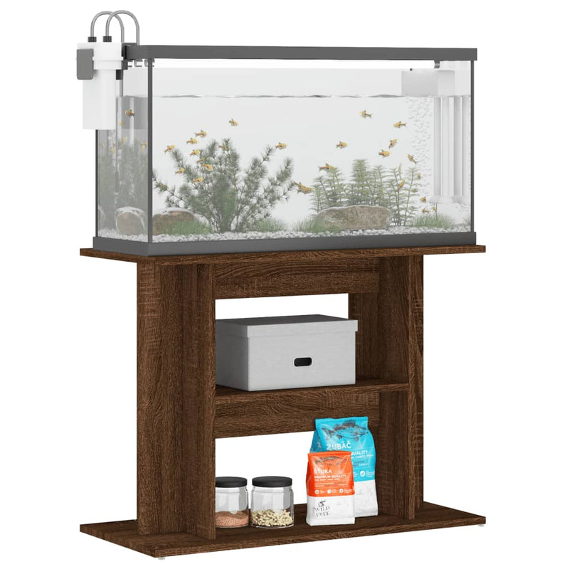 Load image into Gallery viewer, Vidaxl aquariumstandaard 80x35x60 cm bewerkt hout bruin eikenkleur
