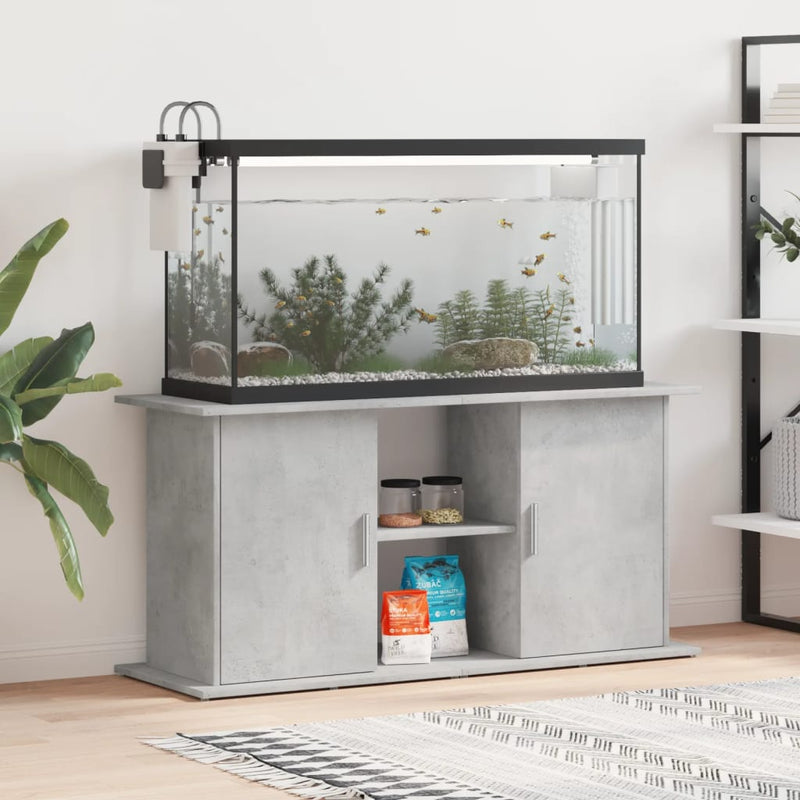 Load image into Gallery viewer, VidaXL Aquariumstandaard 121x41x58 cm bewerkt hout betongrijs
