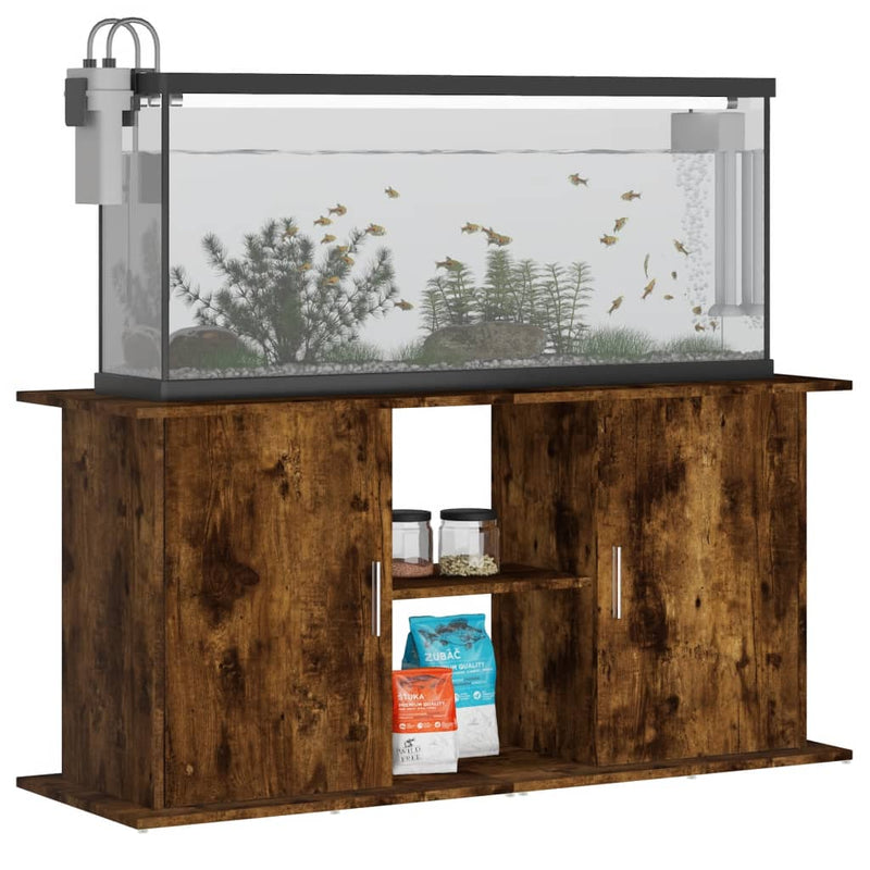 Load image into Gallery viewer, VidaXL Aquariumstandaard 121x41x58 cm bewerkt hout gerookt eikenkleur
