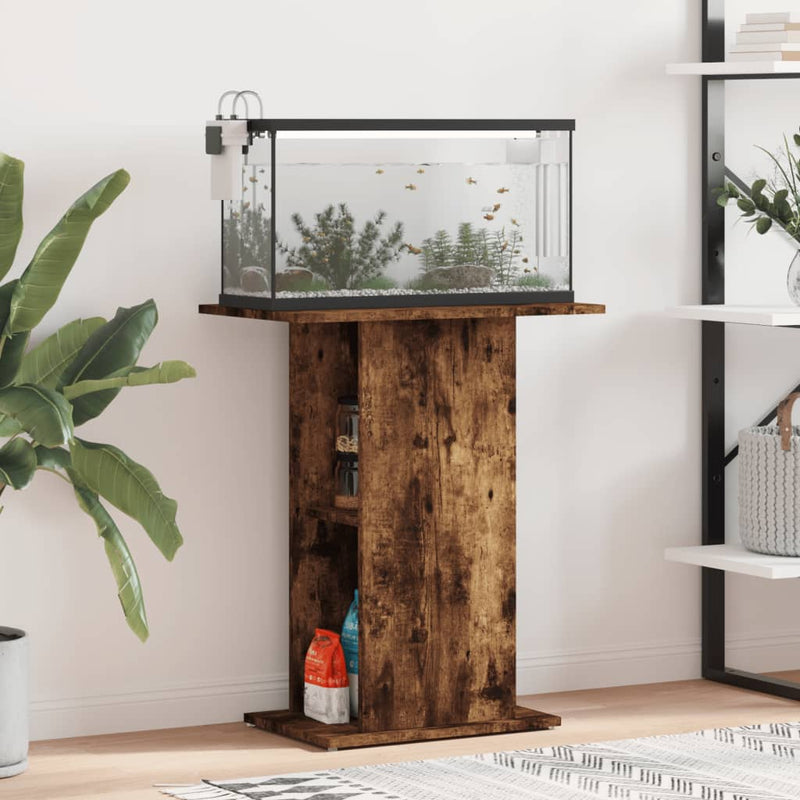 Load image into Gallery viewer, Vidaxl aquariumstandaard 60,5x36x72,5 cm bewerkt hout gerookt eiken
