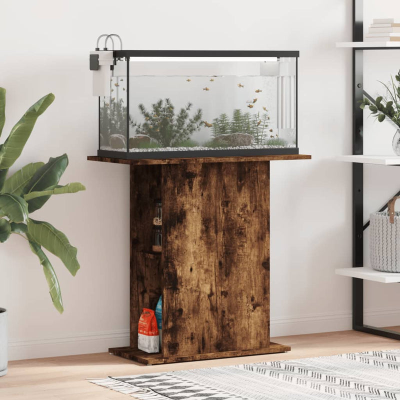 Load image into Gallery viewer, Vidaxl aquariumstandaard 75x36x72,5 cm bewerkt hout gerookt eiken
