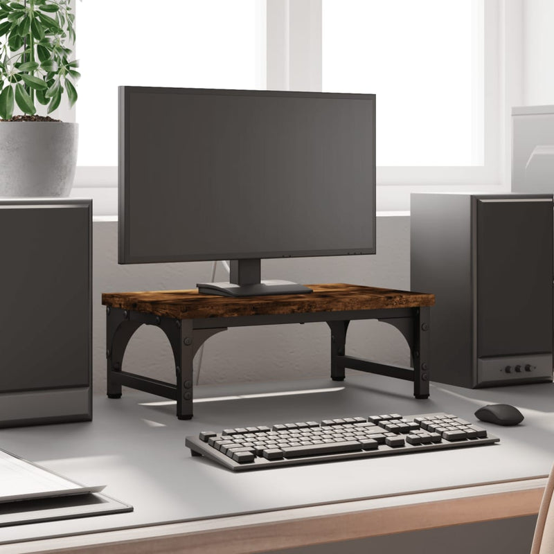 Load image into Gallery viewer, Vidaxl monitorstandaard 37x23x14 cm bewerkt hout gerookt eikenkleurig
