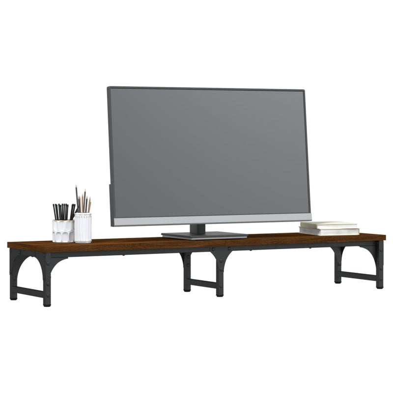 Load image into Gallery viewer, Vidaxl monitorstandaard 105x23x15,5 cm bewerkt hout bruin eikenkleur

