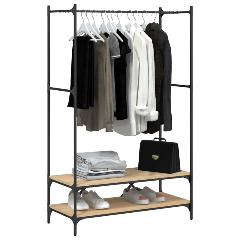 Load image into Gallery viewer, Vidaxl kledingrek met schappen bewerkt hout sonoma eikenkleurig
