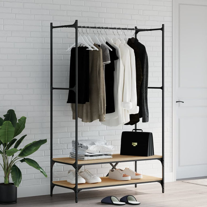 Load image into Gallery viewer, Vidaxl kledingrek met schappen bewerkt hout sonoma eikenkleurig
