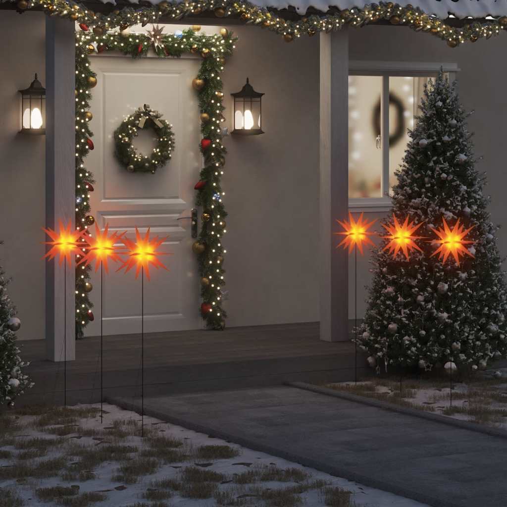 Vidaxl kerstlampen met grondpin en led's 3 st 35 cm rood