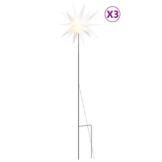 VidaXL Kerstlampen met grondpin en LED's 3 st 35 cm wit
