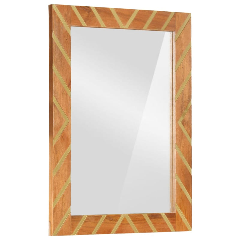 Load image into Gallery viewer, Vidaxl badkamerspiegel 50x70x3 cm massief mangohout en glas bruin
