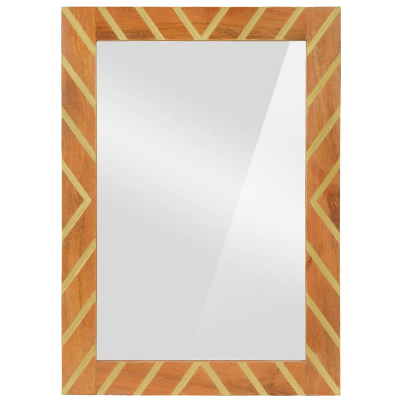 Load image into Gallery viewer, Vidaxl badkamerspiegel 50x70x3 cm massief mangohout en glas bruin
