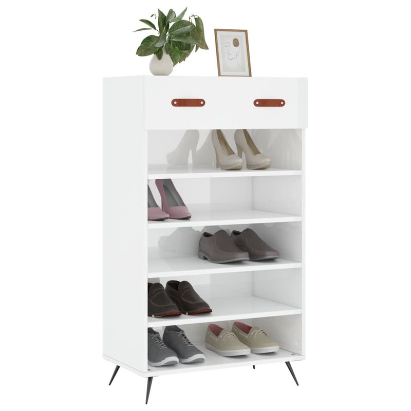 Afbeelding laden in galerijviewer, Vidaxl schoenenkast 60x35x105 cm bewerkt hout hoogglans wit
