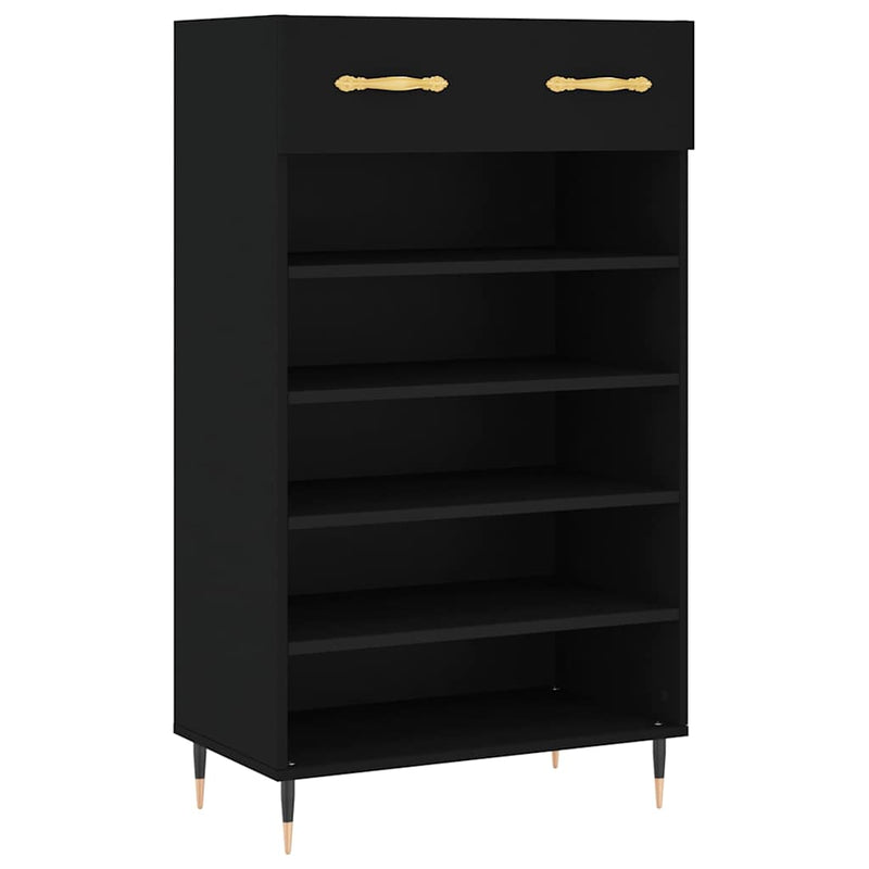 Afbeelding laden in galerijviewer, Vidaxl schoenenkast 60x35x105 cm bewerkt hout zwart
