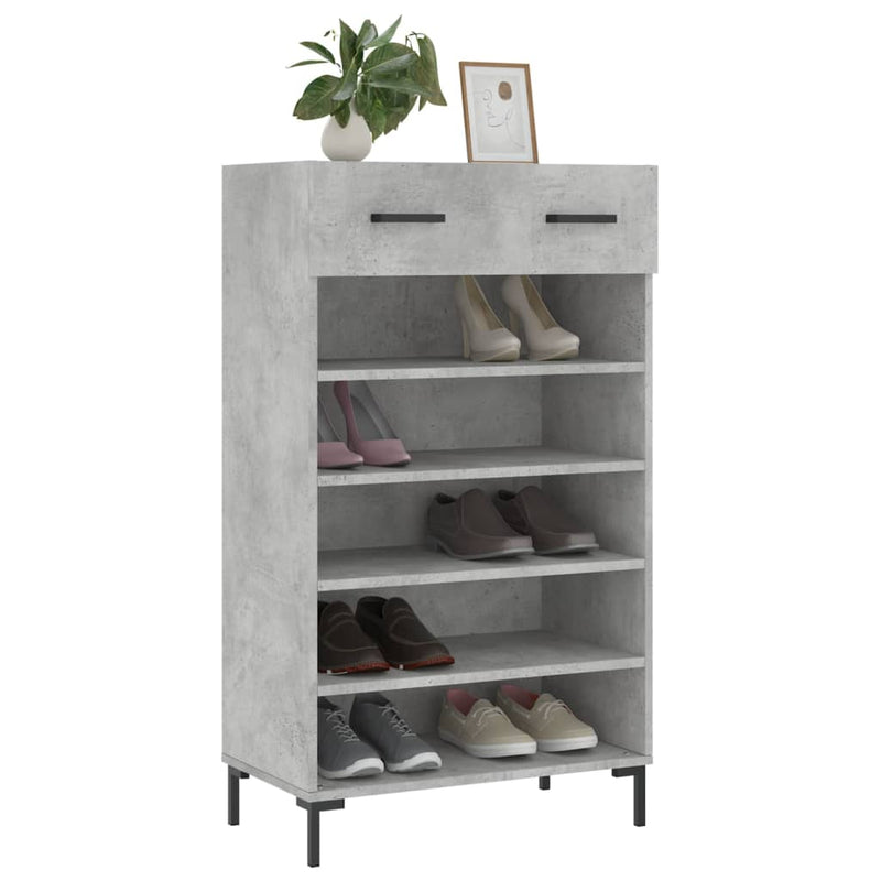 Afbeelding laden in galerijviewer, Vidaxl schoenenkast 60x35x105 cm bewerkt hout betongrijs
