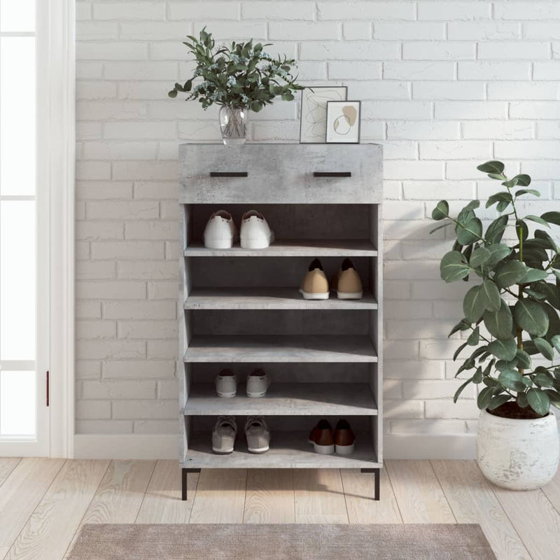 Afbeelding laden in galerijviewer, Vidaxl schoenenkast 60x35x105 cm bewerkt hout betongrijs
