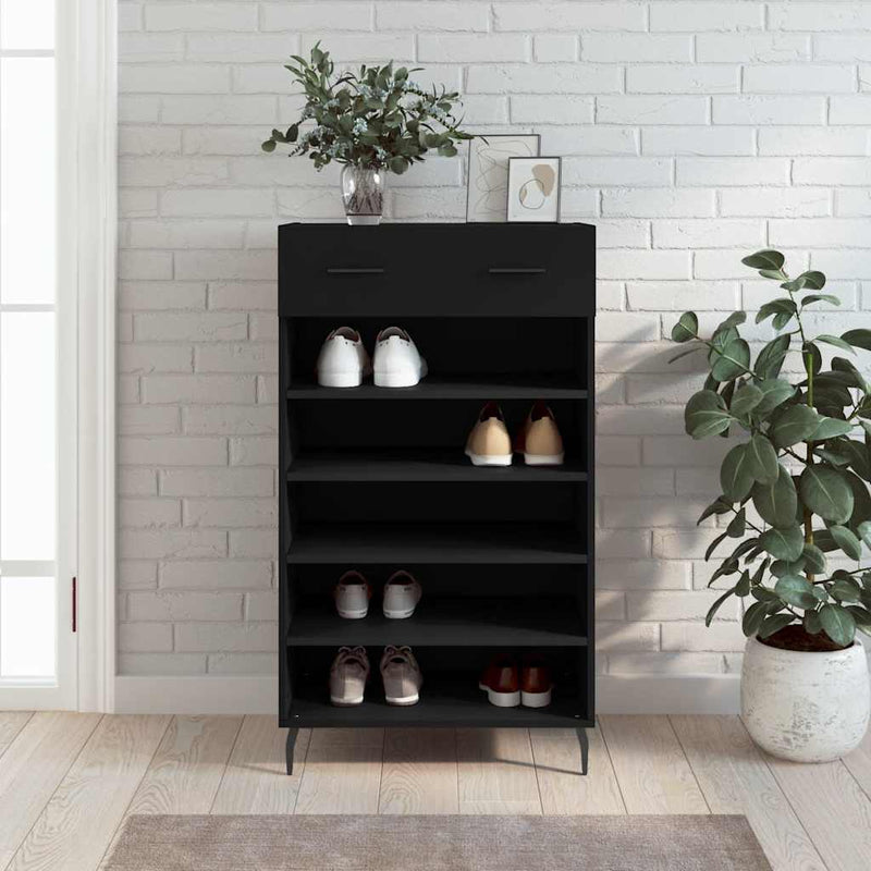 Afbeelding laden in galerijviewer, Vidaxl schoenenkast 60x35x105 cm bewerkt hout zwart
