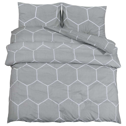 Vidaxl dekbedovertrekset 140x200 cm katoen grijs en wit