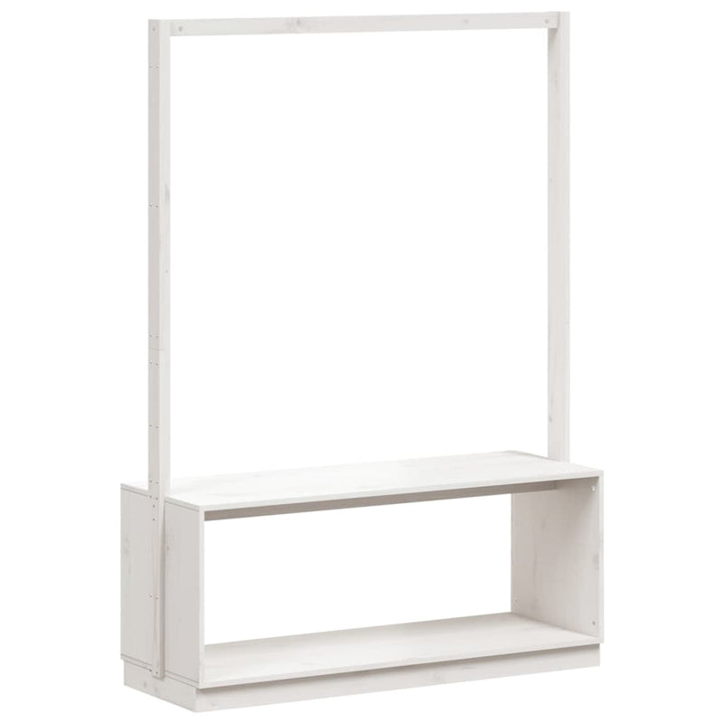 Load image into Gallery viewer, Vidaxl kledingrek schoenenkast 113x40x157,5 cm massief grenenhout wit
