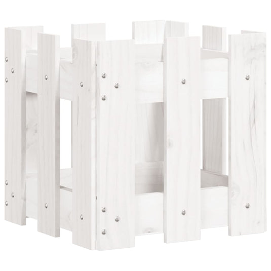 Vidaxl plantenbak met hekontwerp 30x30x30 cm massief grenenhout wit
