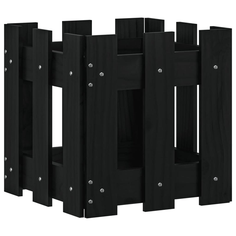 Load image into Gallery viewer, VidaXL Plantenbak met hekontwerp 30x30x30 cm massief grenenhout zwart
