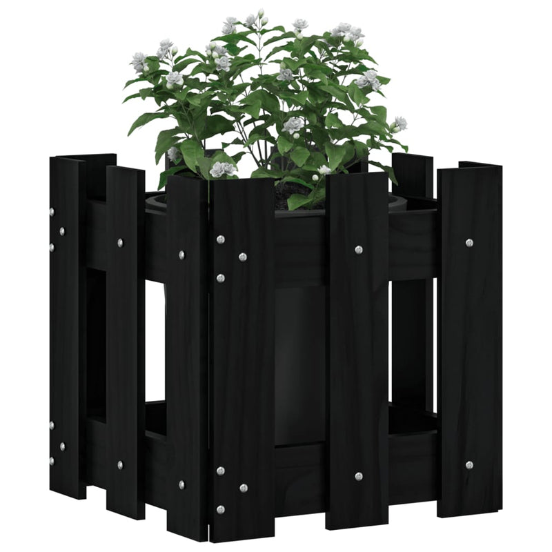 Load image into Gallery viewer, VidaXL Plantenbak met hekontwerp 30x30x30 cm massief grenenhout zwart
