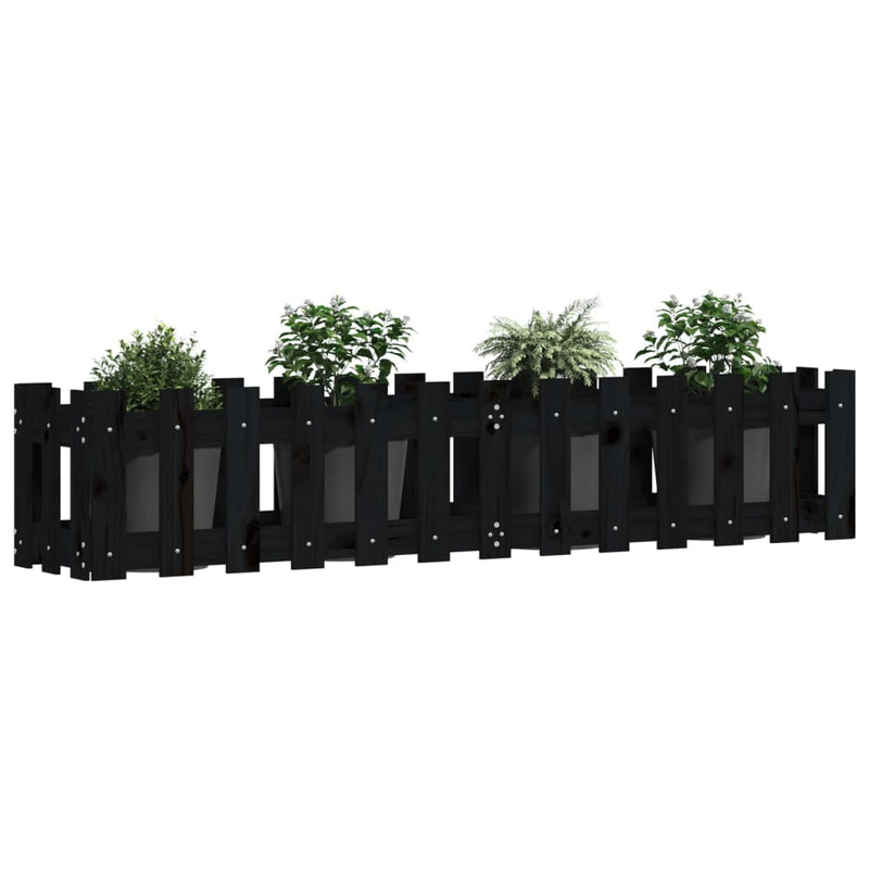Load image into Gallery viewer, Vidaxl plantenbak verhoogd hekontwerp 150x30x30 cm grenenhout zwart
