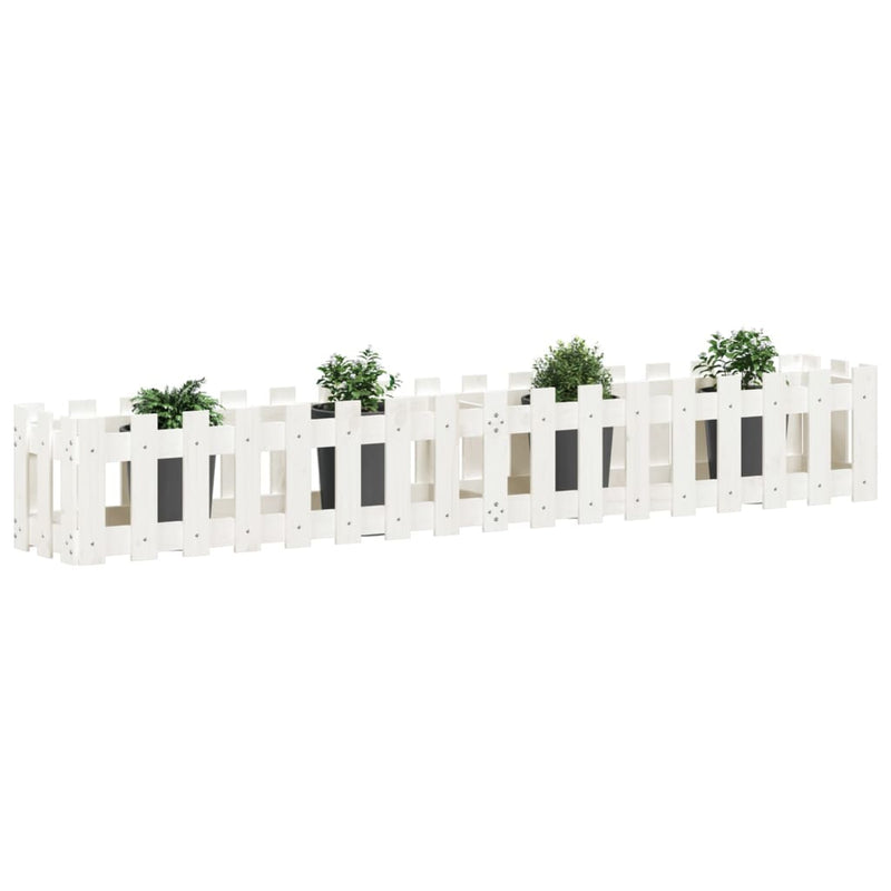 Load image into Gallery viewer, Vidaxl plantenbak verhoogd hekontwerp 200x30x30 cm grenenhout wit
