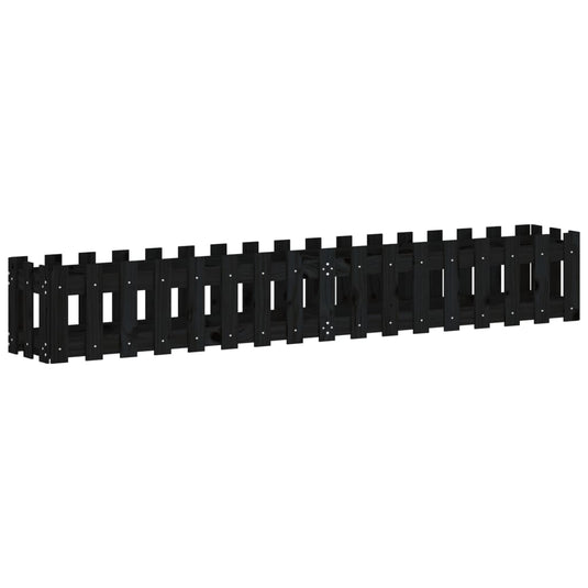 Vidaxl plantenbak verhoogd hekontwerp 200x30x30 cm grenenhout zwart