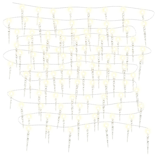 VidaXL Kerstverlichting ijspegel met 100 LED's 10 m acryl PVC warmwit