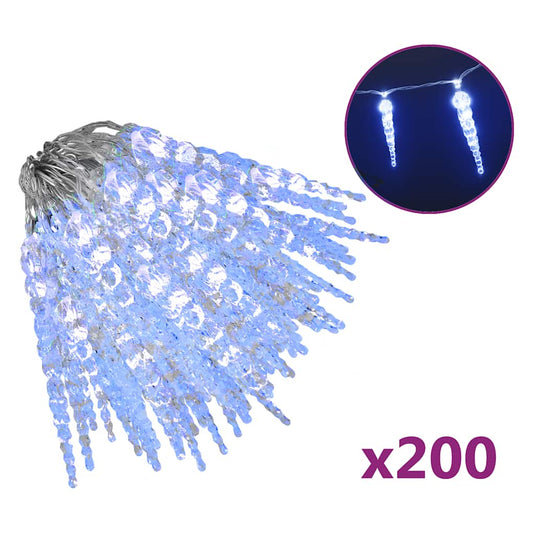 Vidaxl kerstverlichting ijspegels 200 blauwe led's 20 m acryl pvc